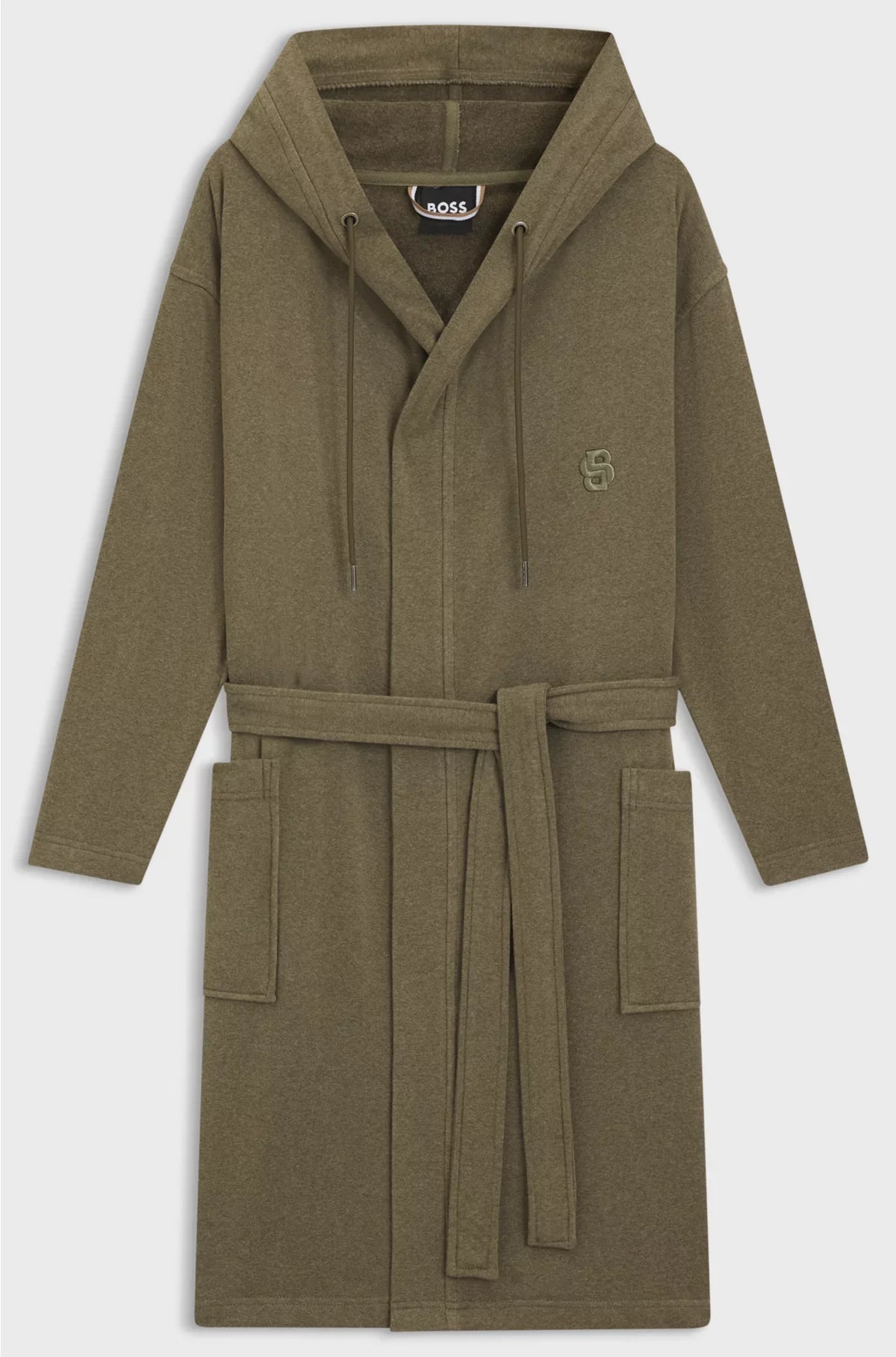 HOODED BATHROBE IN COTTON JERSEY WITH DOUBLE B MONOGRAM