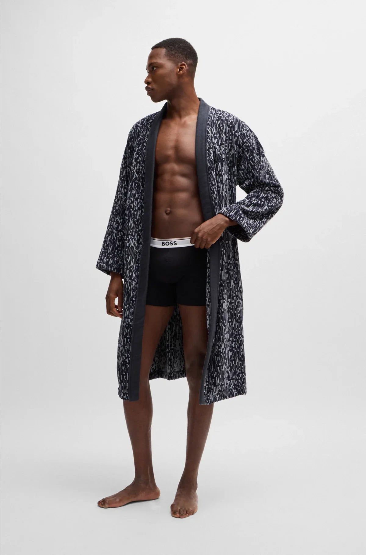 COTTON-JACQUARD DRESSING GOWN WITH EMBROIDERED LOGO