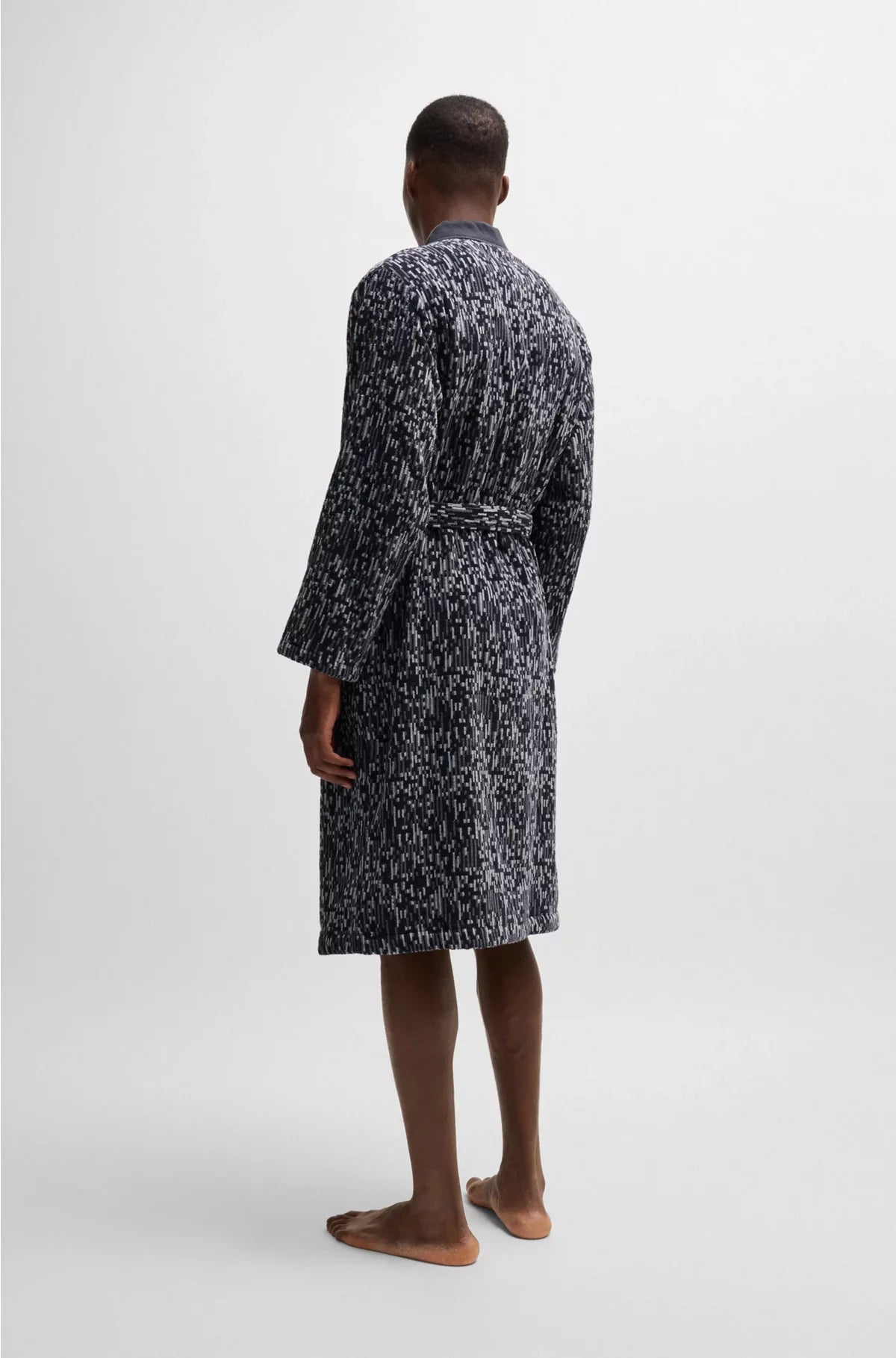 COTTON-JACQUARD DRESSING GOWN WITH EMBROIDERED LOGO