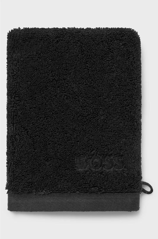 BLACK AEGEAN-COTTON WASHING MITT WITH TONAL LOGO