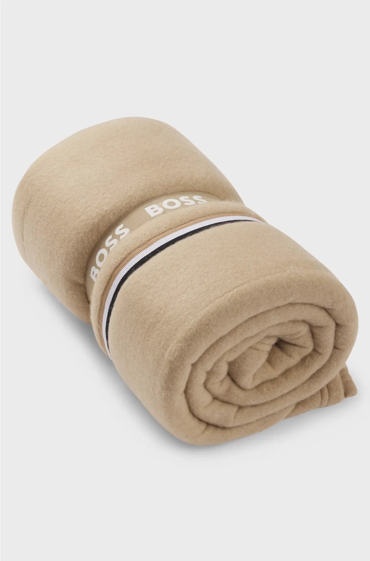 FLEECE THROW WITH SIGNATURE-STRIPE APPLIQUE