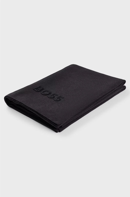 KNITTED THROW WITH EMBROIDERED LOGO