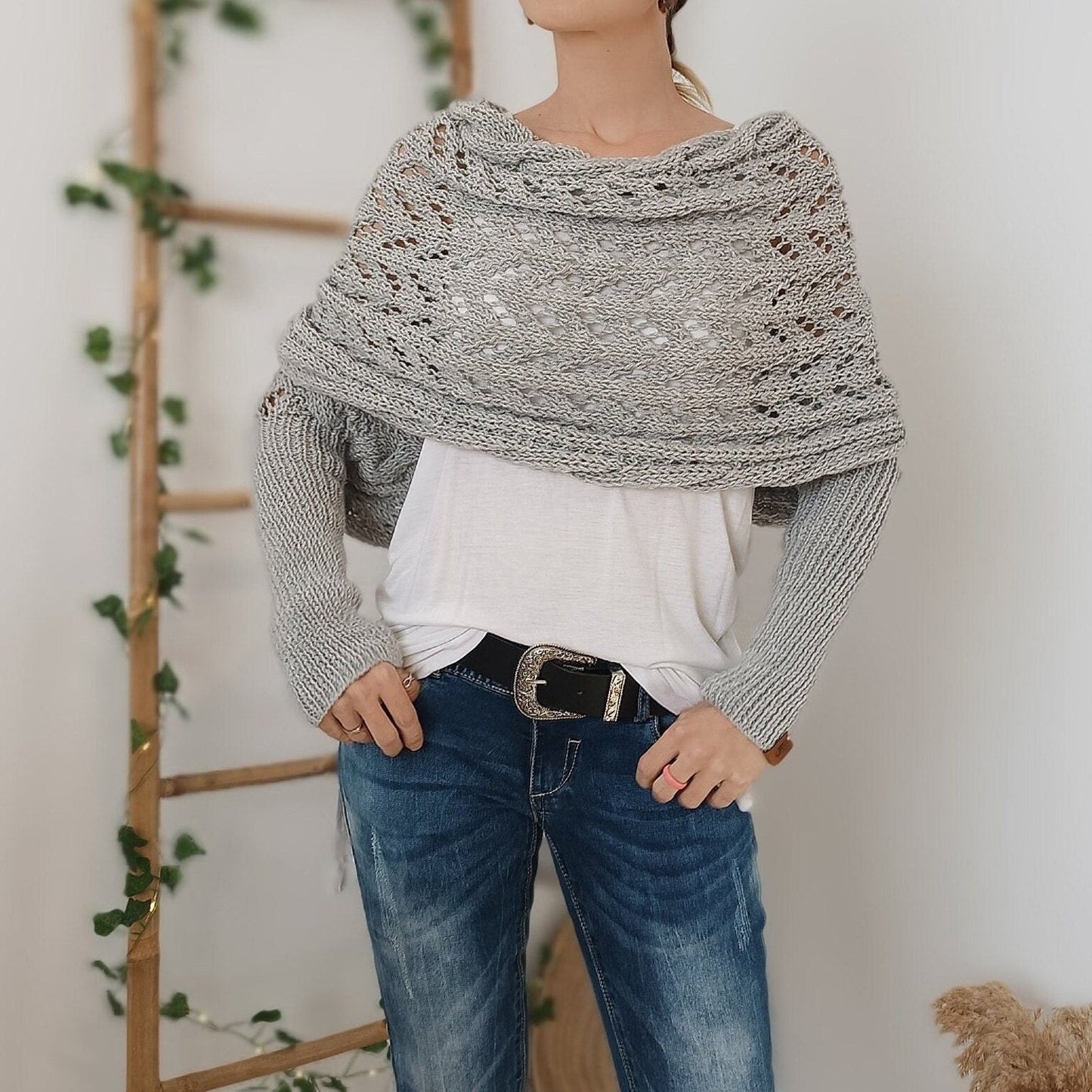 💥 Poncho scialle traforato a maglia da donna