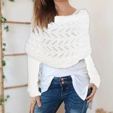 💥 Poncho scialle traforato a maglia da donna