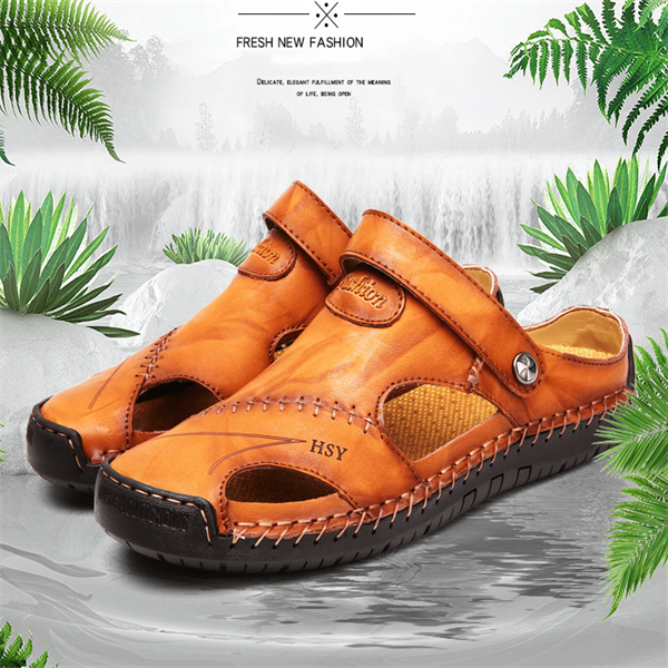 🌴Offerte Estive👣Sandali da Uomo in Morbida Pelle Traspirante Taglie Grandi