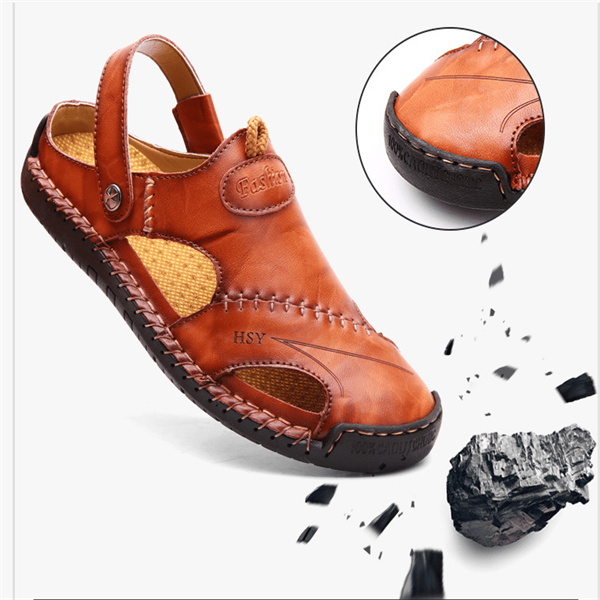 🌴Offerte Estive👣Sandali da Uomo in Morbida Pelle Traspirante Taglie Grandi