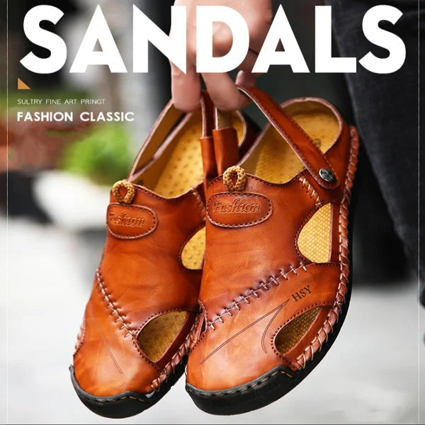 🌴Offerte Estive👣Sandali da Uomo in Morbida Pelle Traspirante Taglie Grandi