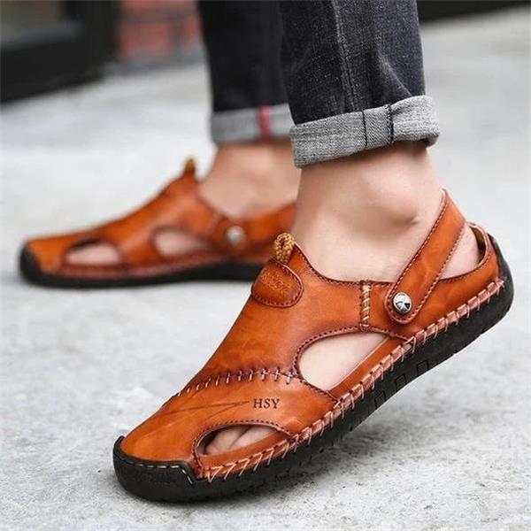 🌴Offerte Estive👣Sandali da Uomo in Morbida Pelle Traspirante Taglie Grandi