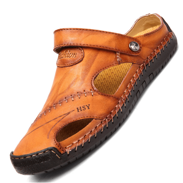 🌴Offerte Estive👣Sandali da Uomo in Morbida Pelle Traspirante Taglie Grandi