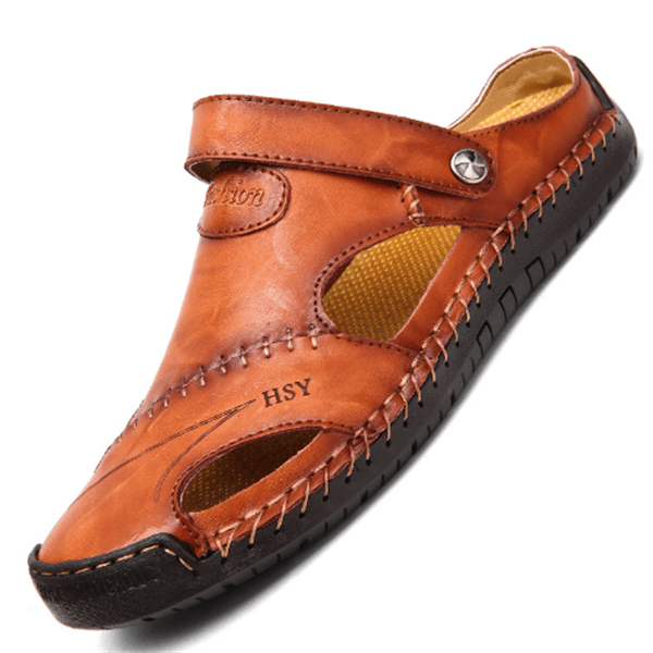 🌴Offerte Estive👣Sandali da Uomo in Morbida Pelle Traspirante Taglie Grandi