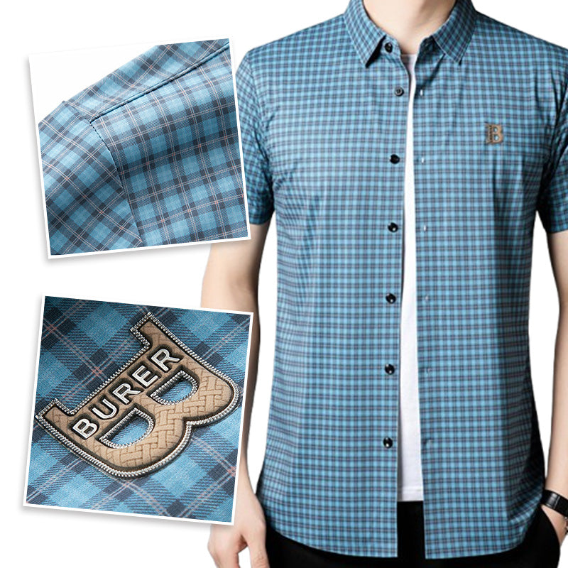 Camicia da uomo casual a maniche corte a quadri