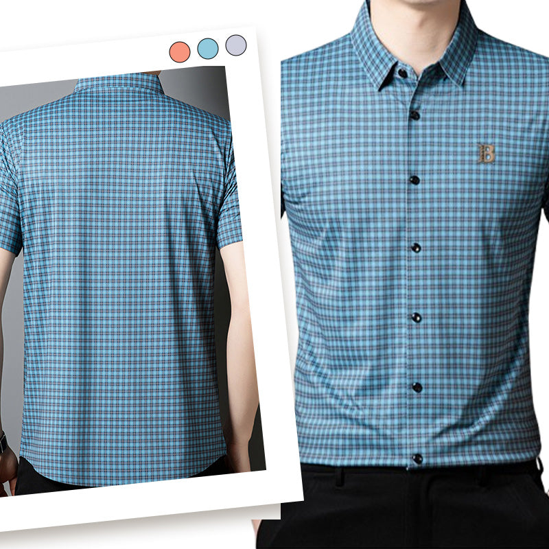 Camicia da uomo casual a maniche corte a quadri