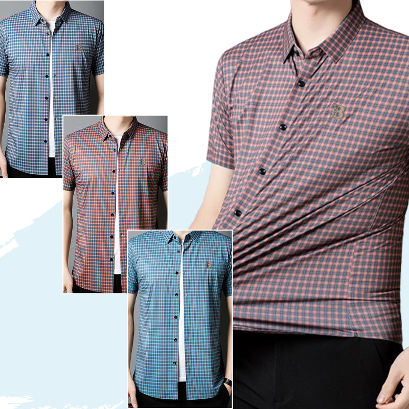 Camicia da uomo casual a maniche corte a quadri