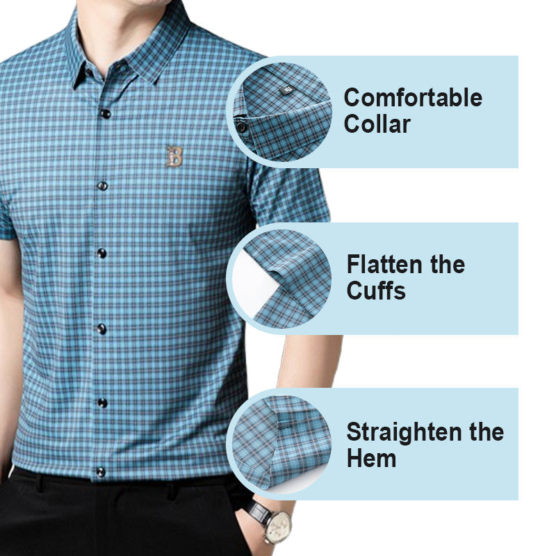 Camicia da uomo casual a maniche corte a quadri