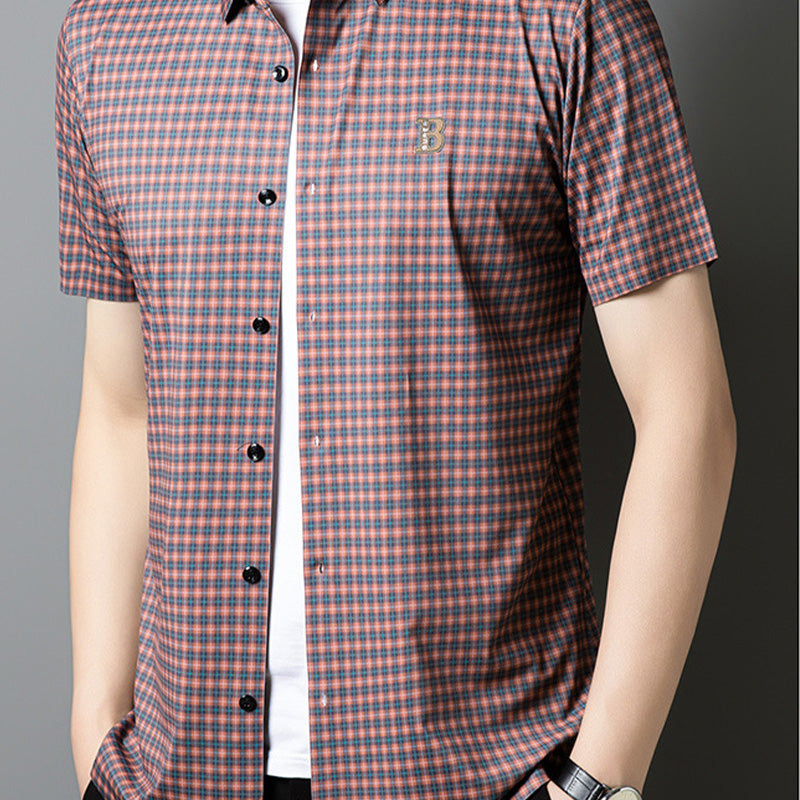 Camicia da uomo casual a maniche corte a quadri
