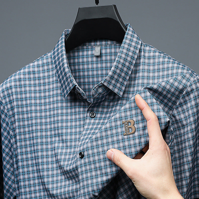 Camicia da uomo casual a maniche corte a quadri