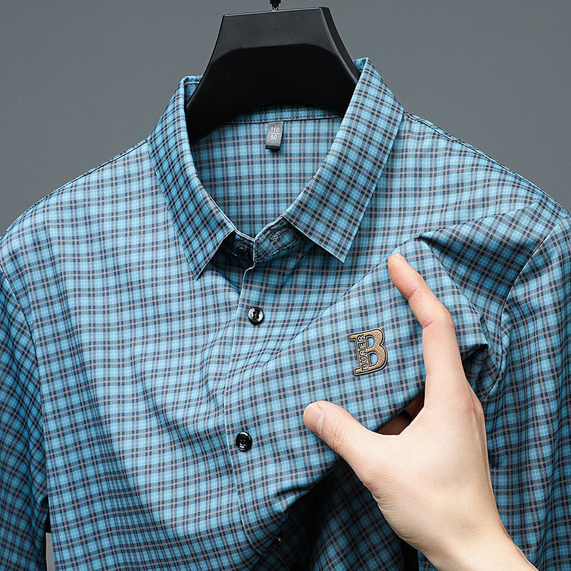 Camicia da uomo casual a maniche corte a quadri