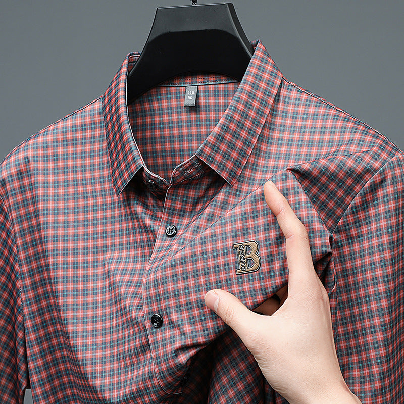 Camicia da uomo casual a maniche corte a quadri