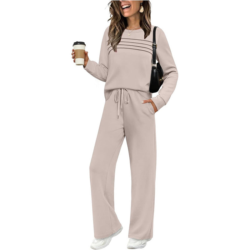 🎁2026 New Arrivals 50% OFF💥Women's Crew Neck Top & Drawstring Pants Set