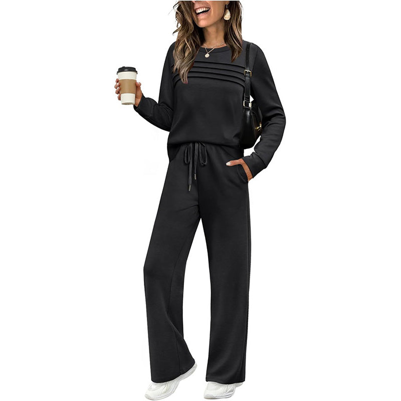 🎁2026 New Arrivals 50% OFF💥Women's Crew Neck Top & Drawstring Pants Set
