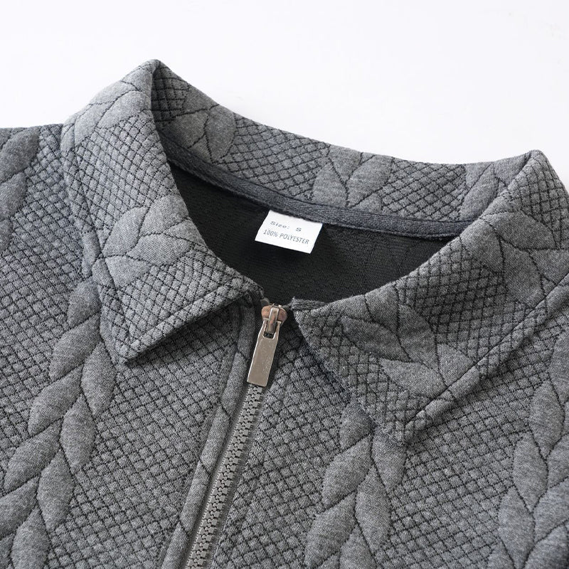 Maglione da uomo casual a mezza zip in maglia a trecce