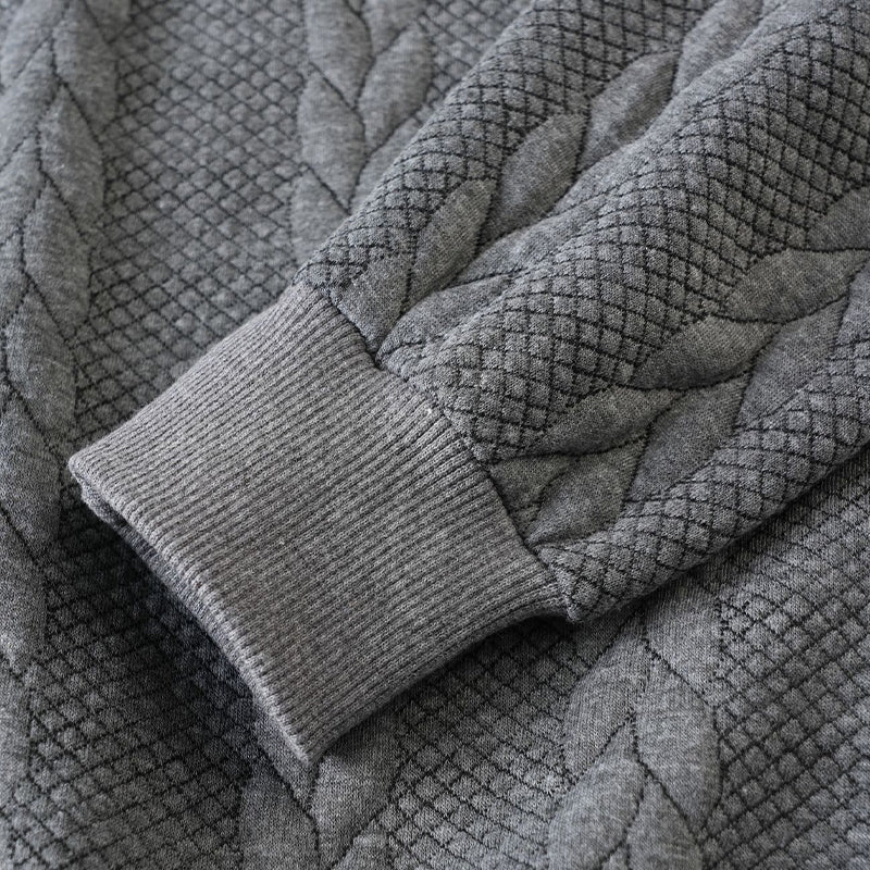 Maglione da uomo casual a mezza zip in maglia a trecce