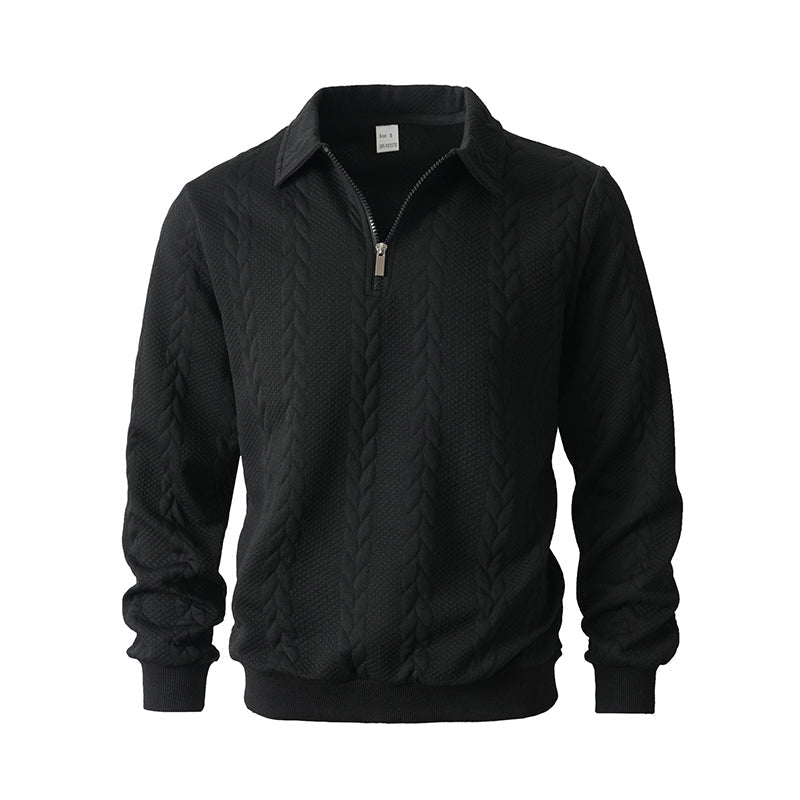Maglione da uomo casual a mezza zip in maglia a trecce
