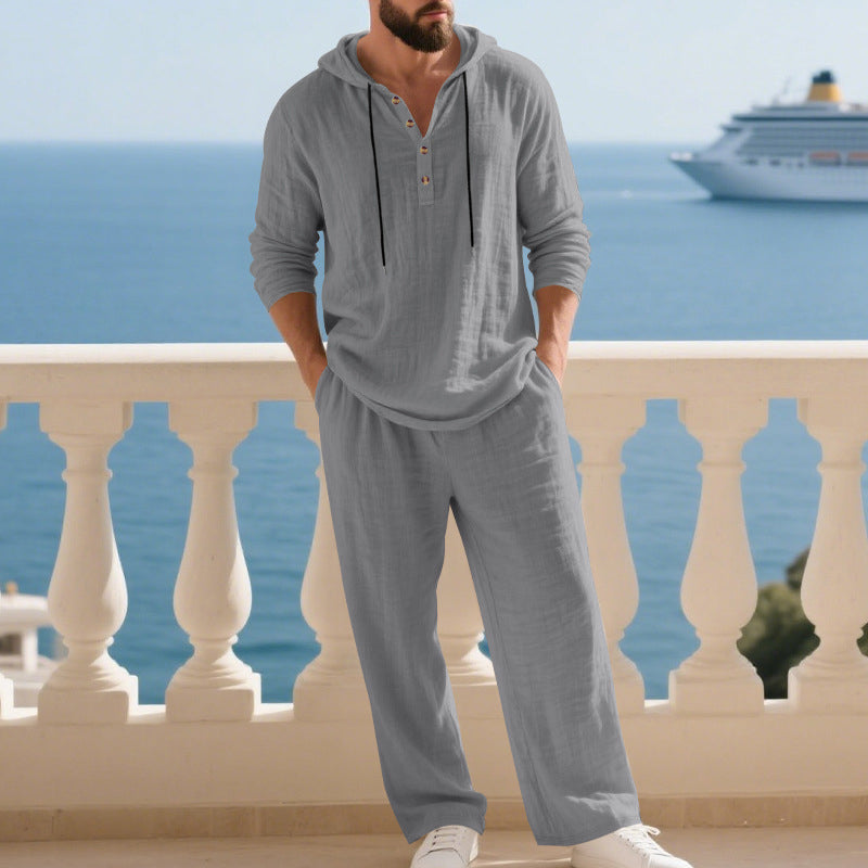 📢📢SCONTO DEL 60%!!! Completo da uomo con cappuccio casual, maglia e pantaloni, 2 pezzi
