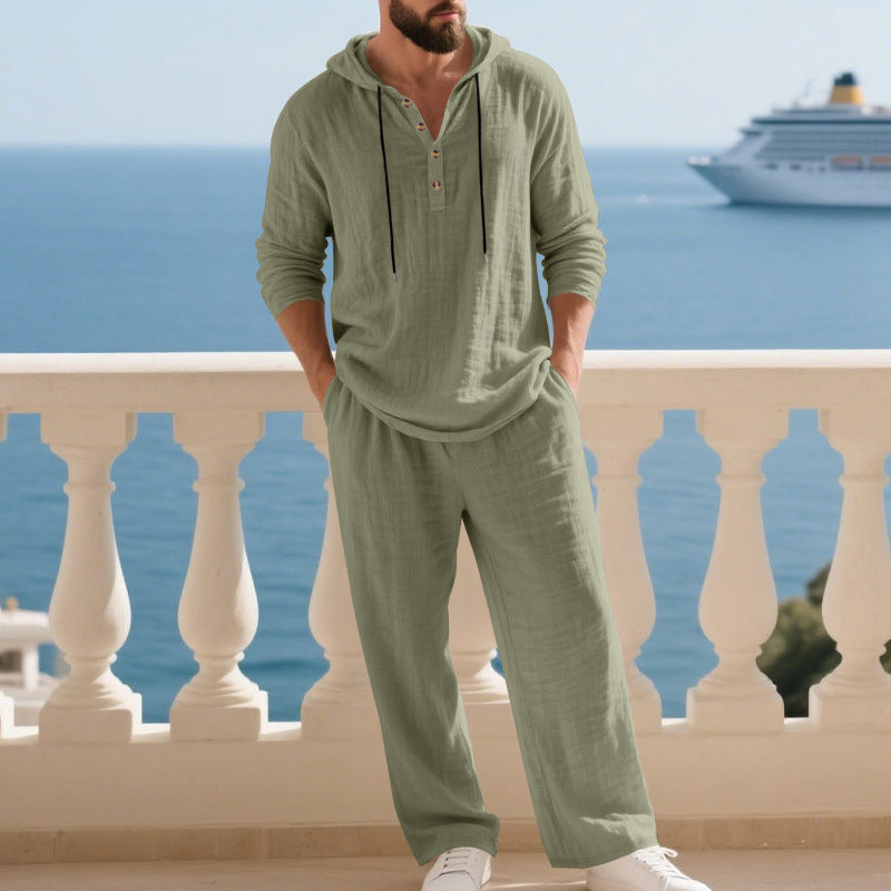 📢📢SCONTO DEL 60%!!! Completo da uomo con cappuccio casual, maglia e pantaloni, 2 pezzi