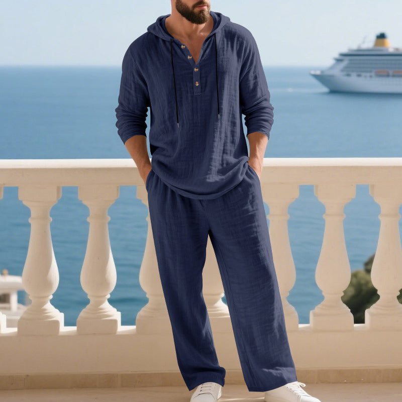 📢📢SCONTO DEL 60%!!! Completo da uomo con cappuccio casual, maglia e pantaloni, 2 pezzi