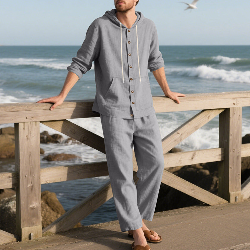 🎁2026 New Arrivals 50% OFF💥Men's Loose Hooded Long Sleeve Top & Wide-Leg Pants 2-Piece Set