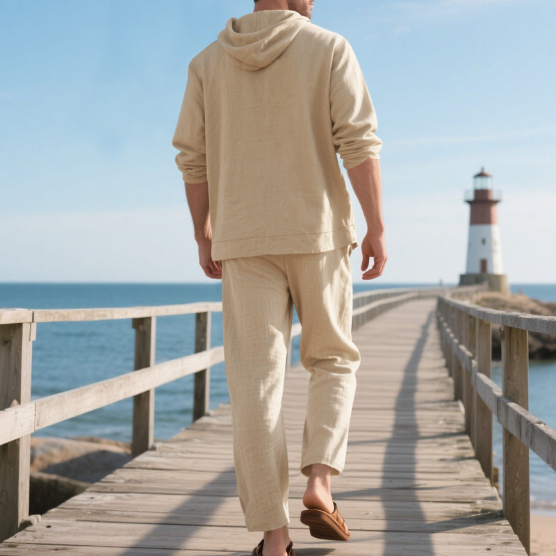 🎁2026 New Arrivals 50% OFF💥Men's Loose Hooded Long Sleeve Top & Wide-Leg Pants 2-Piece Set