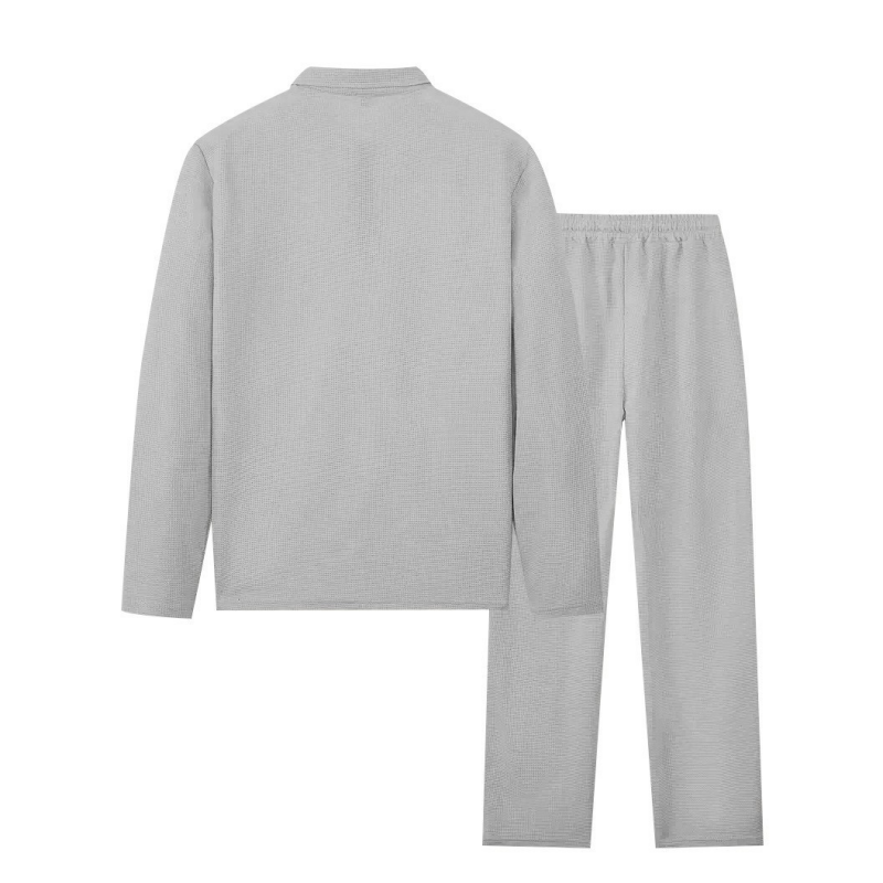 📢📢60%  OFF !! ⏰Men’s Waffle Knit Sweatshirt & Straight-Leg Pants Set