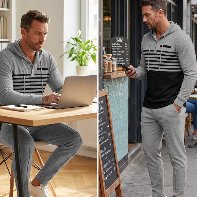 Tuta da uomo con cappuccio color block