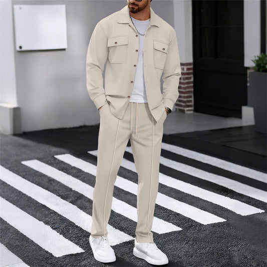 Completo Uomo Giacca e Pantaloni in Waffle con Bottoni