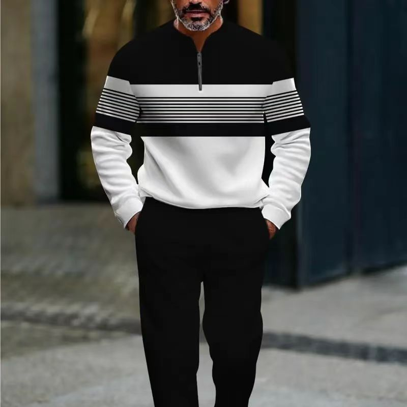 📢60% OFF!🔥Men's Graphic Print Pullover & Pants Set
