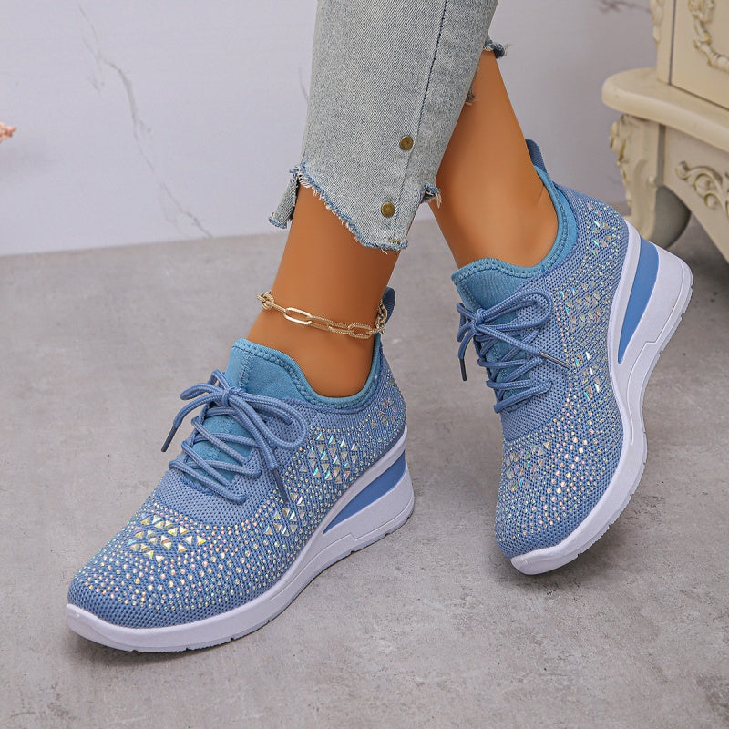 Sneakers in mesh traspirante con strass
