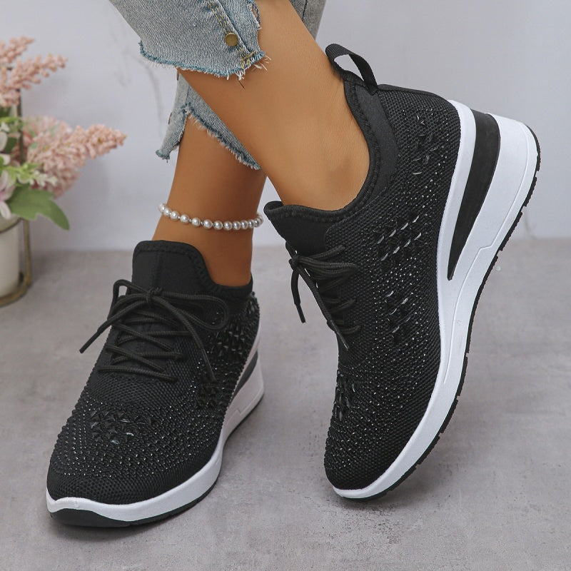 Sneakers in mesh traspirante con strass