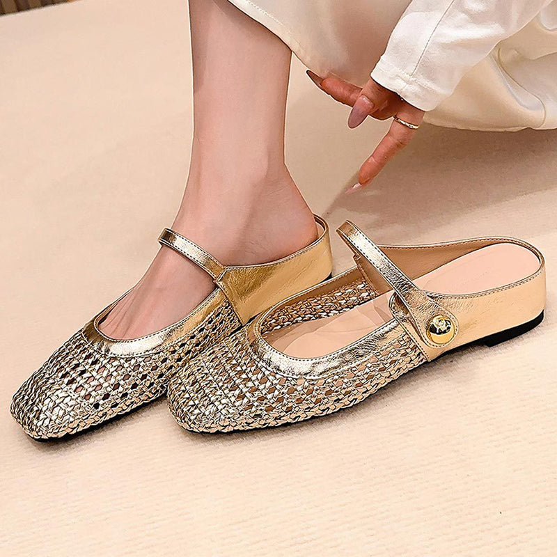 ⏳Time-Limited Special⏰Women's Woven Square-Toe Mary Jane Mules