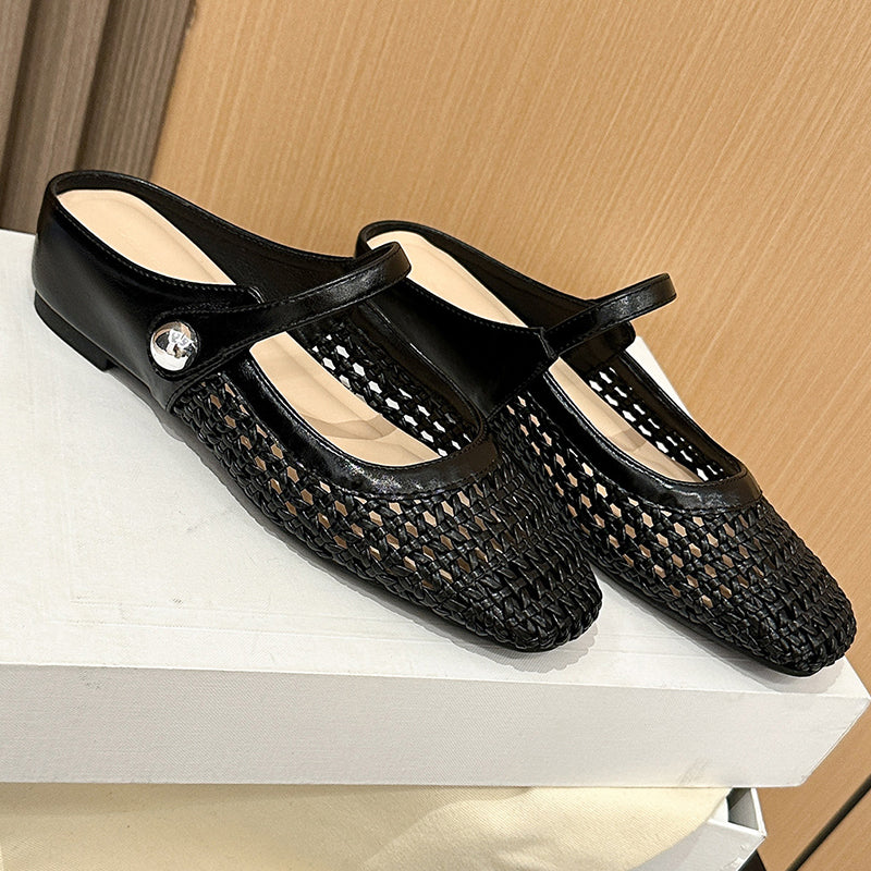 ⏳Time-Limited Special⏰Women's Woven Square-Toe Mary Jane Mules
