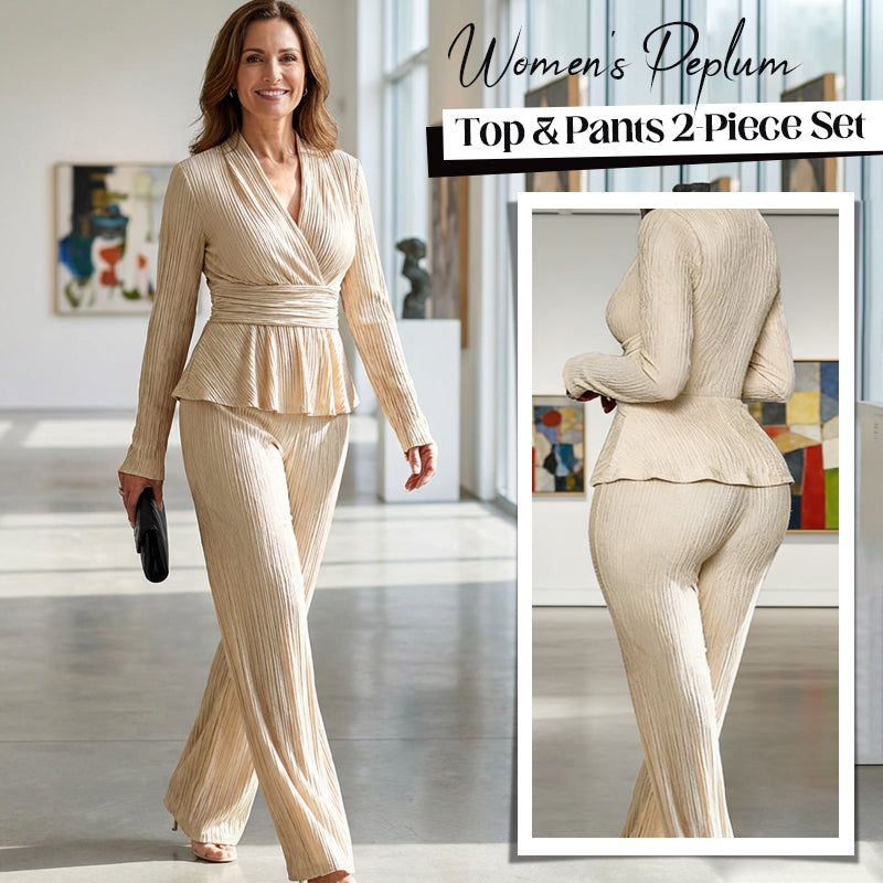 🔥SUPER SALDI🔥 Completo da donna top peplum e pantaloni 2 pezzi