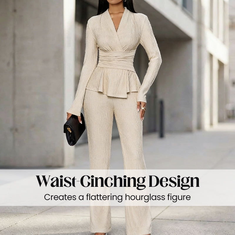 🔥SUPER SALDI🔥 Completo da donna top peplum e pantaloni 2 pezzi