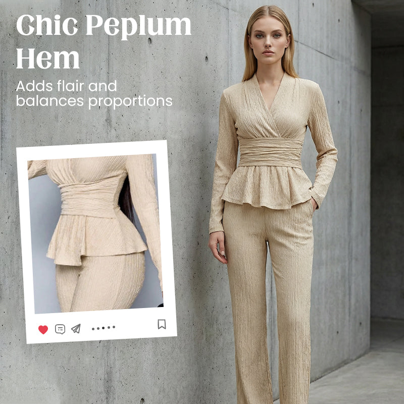 🔥SUPER SALDI🔥 Completo da donna top peplum e pantaloni 2 pezzi