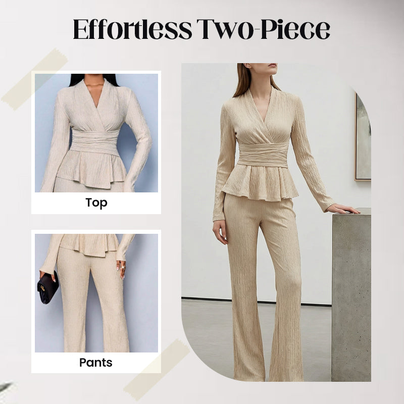 🔥SUPER SALDI🔥 Completo da donna top peplum e pantaloni 2 pezzi