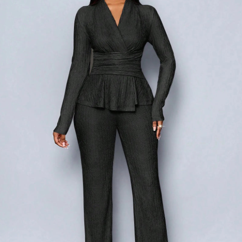 🔥SUPER SALDI🔥 Completo da donna top peplum e pantaloni 2 pezzi