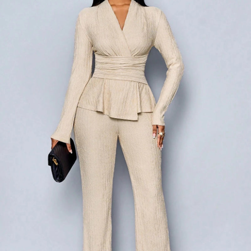 🔥SUPER SALDI🔥 Completo da donna top peplum e pantaloni 2 pezzi