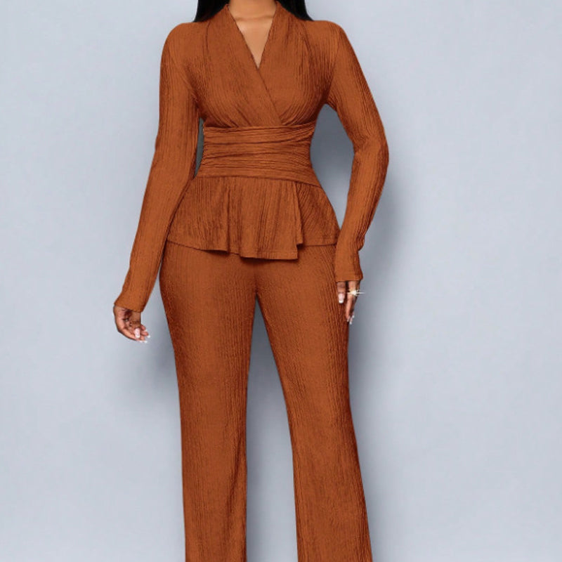🔥SUPER SALDI🔥 Completo da donna top peplum e pantaloni 2 pezzi