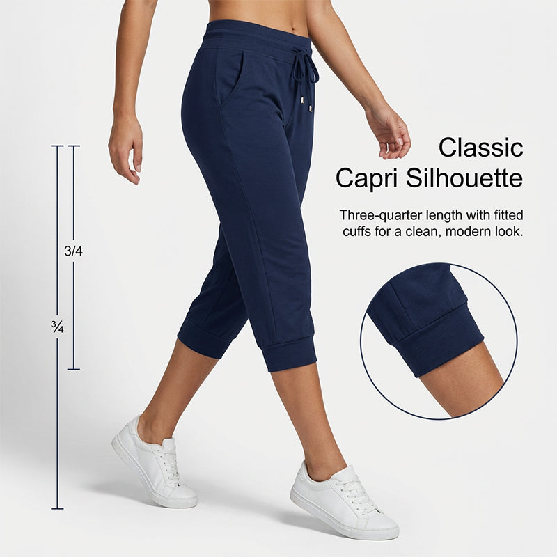 Pantaloni sportivi cropped in felpa con coulisse in vita, per il tempo libero