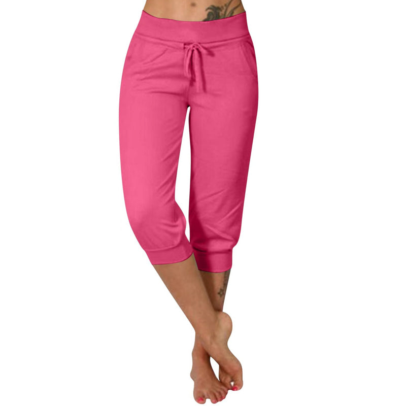 Pantaloni sportivi cropped in felpa con coulisse in vita, per il tempo libero