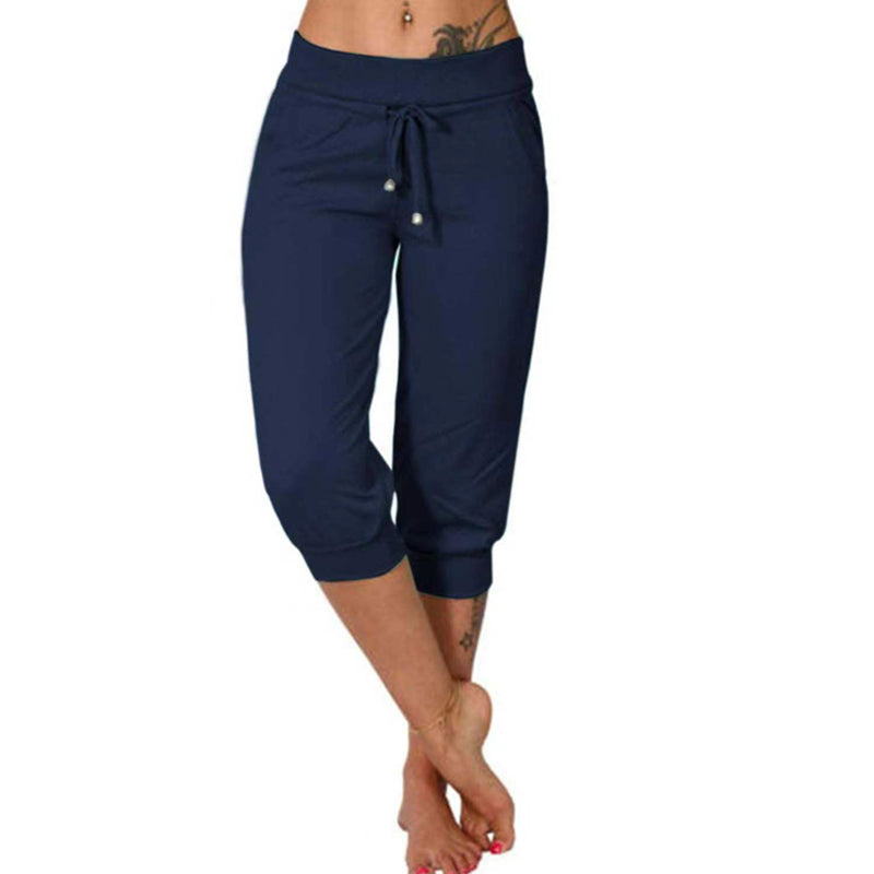 Pantaloni sportivi cropped in felpa con coulisse in vita, per il tempo libero